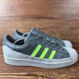 Adidas Men's Gray and Green Sneakers